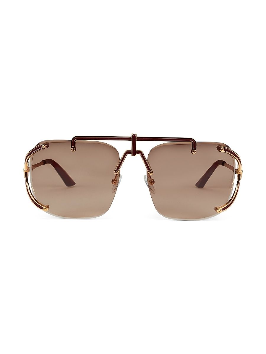 Men's Le Monde Diplomatique 62MM Metal Square Aviator Sunglasses - Wine