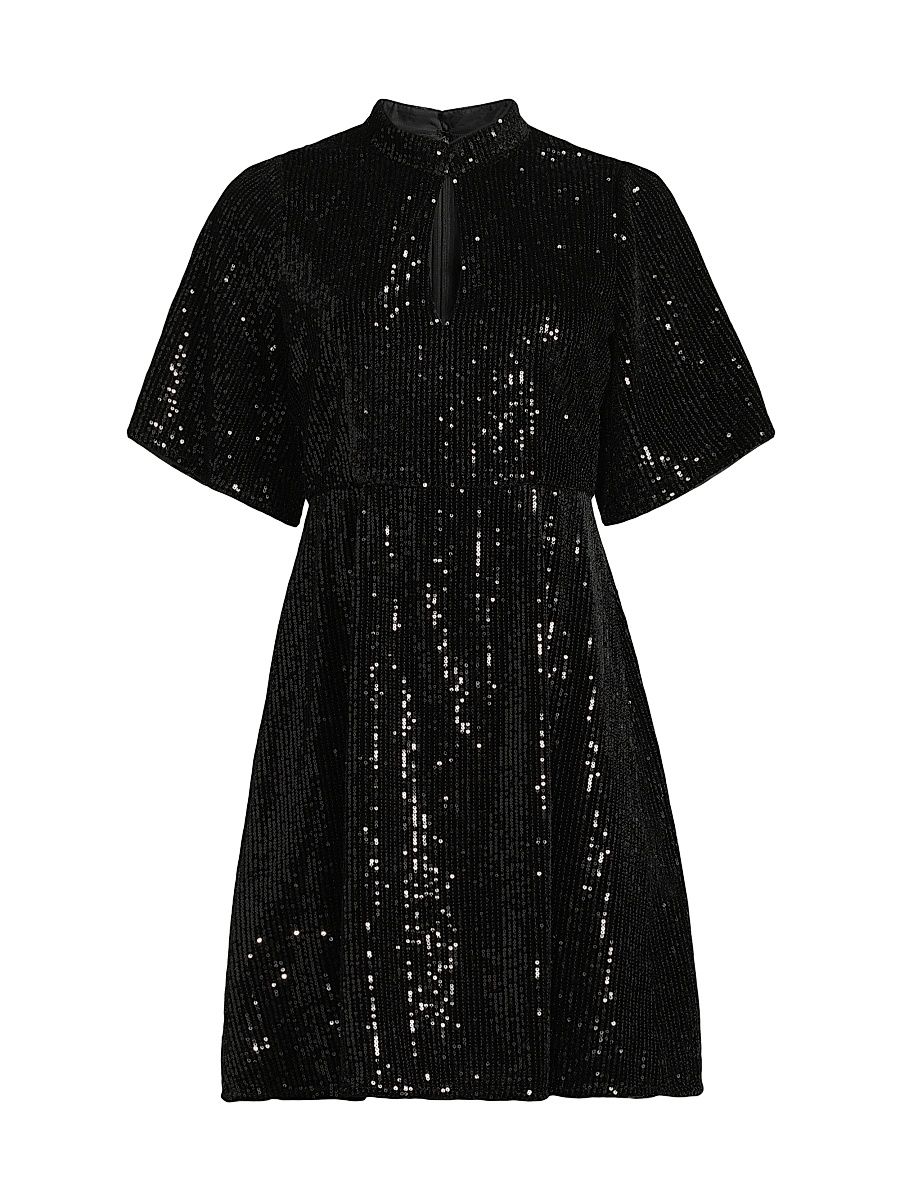 Women's Eve Sequined Short-Sleeve Minidress - Black - Size 6
