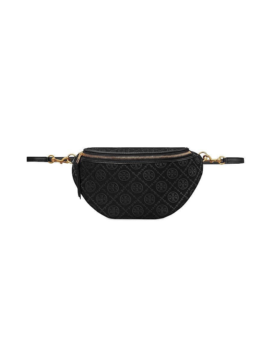 Women's T Monogram Cotton-Blend Belt Bag - Black