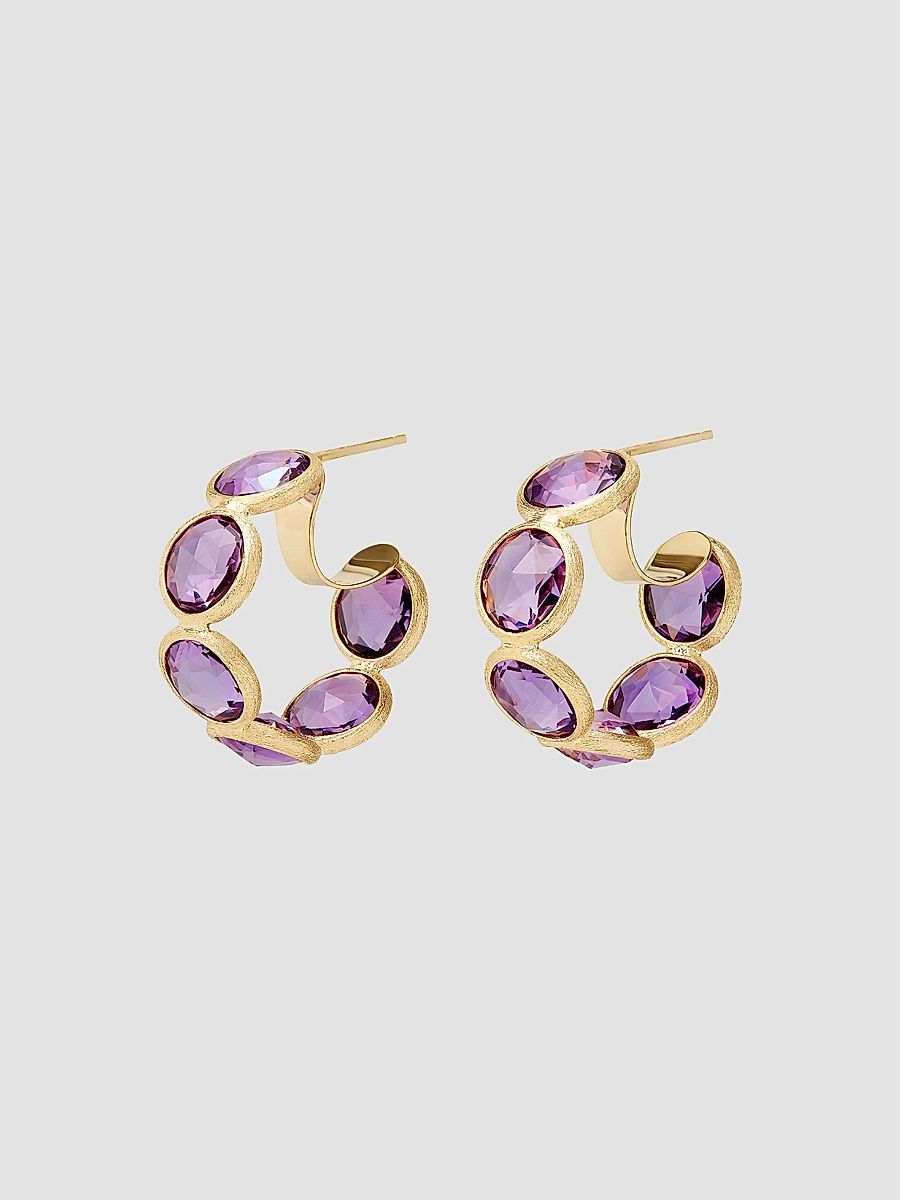 Marco Bicego Women's Jaipur Color 18K Yellow Gold & Amethyst Hoop Earrings - Yellow Gold