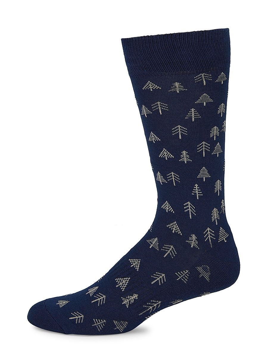 Men's COLLECTION Mini Tree Socks - Navy Blazer Egret
