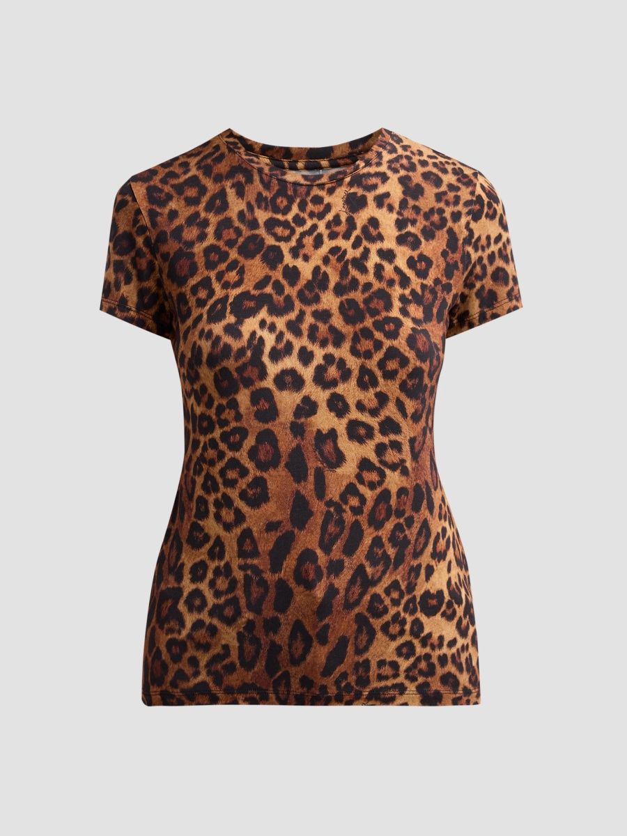 L'AGENCE Women's Ressi Leopard-Print T-Shirt - Tan Javan Leopard - Size XXS