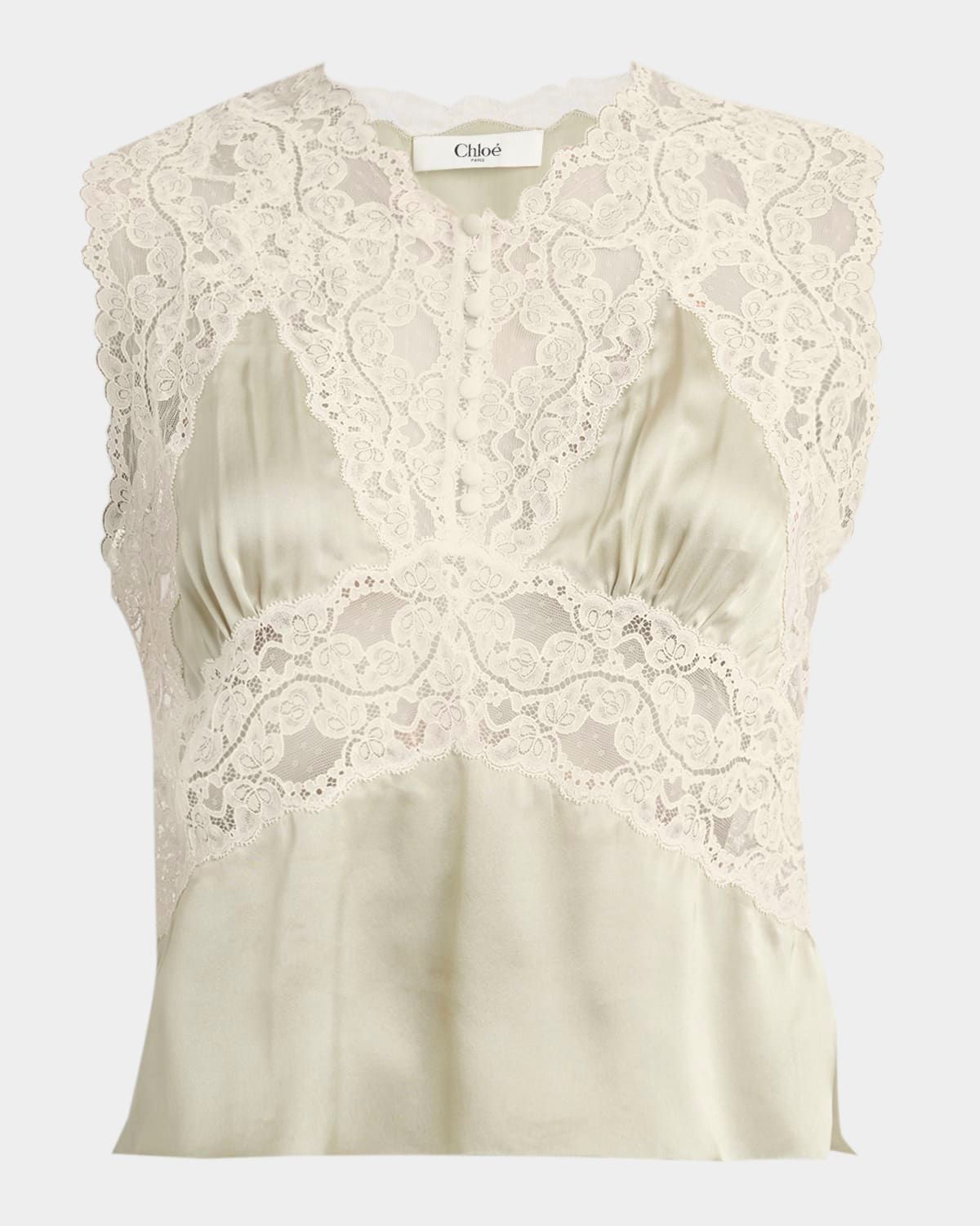 Lace Silk Sleeveless Top