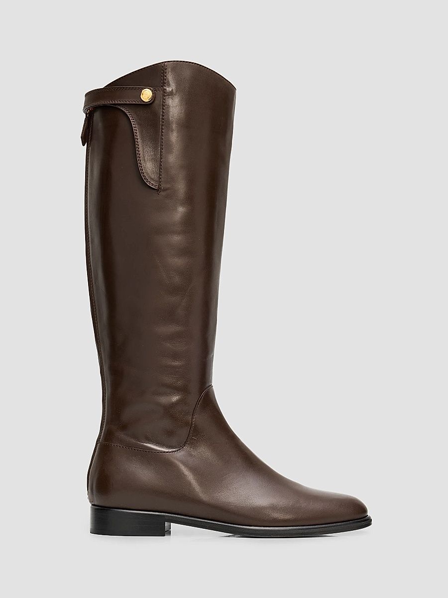Pollini Women's Knee-High Leather Riding Boots - Dark Brown - Size 11