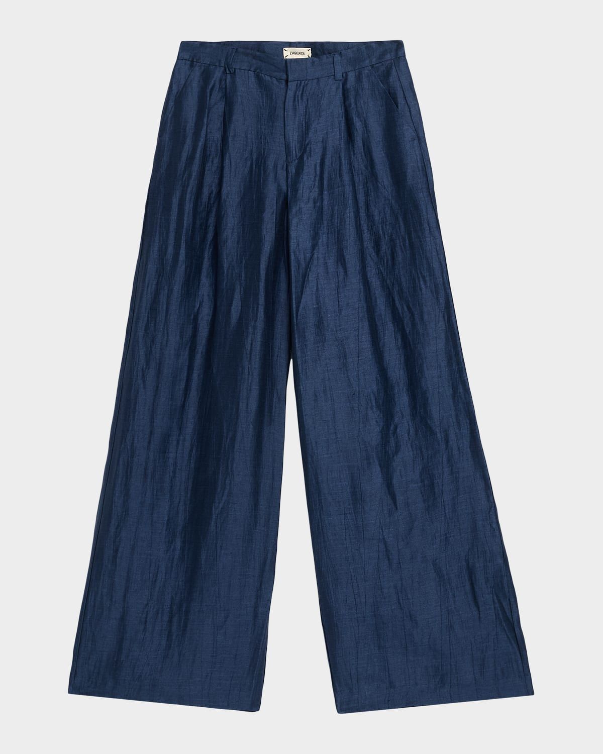 Allanah Crinkled Linen Wide-Leg Pants