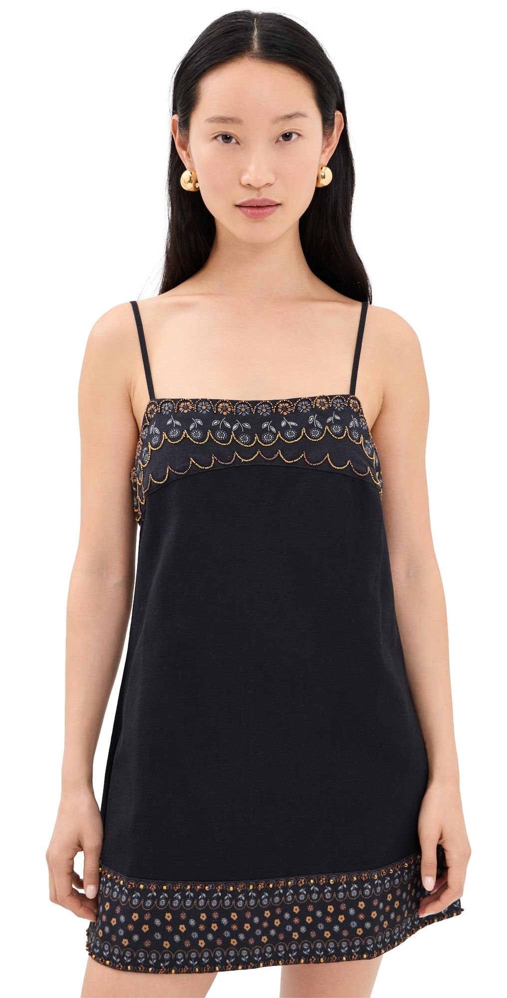 Free People Sunspell Mini Dress Black Combo L