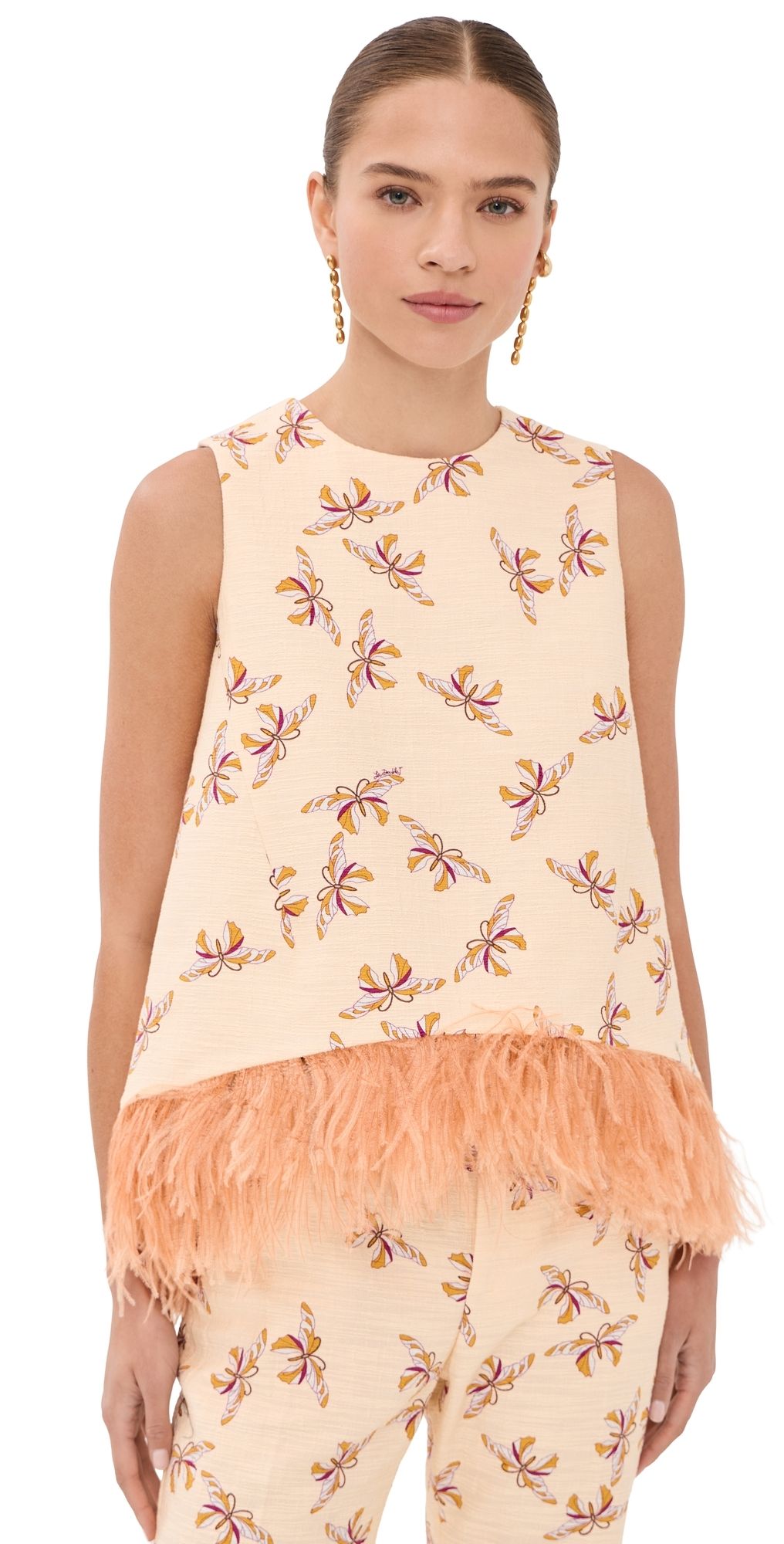 La DoubleJ La Scala Top with Feathers Farfalla M