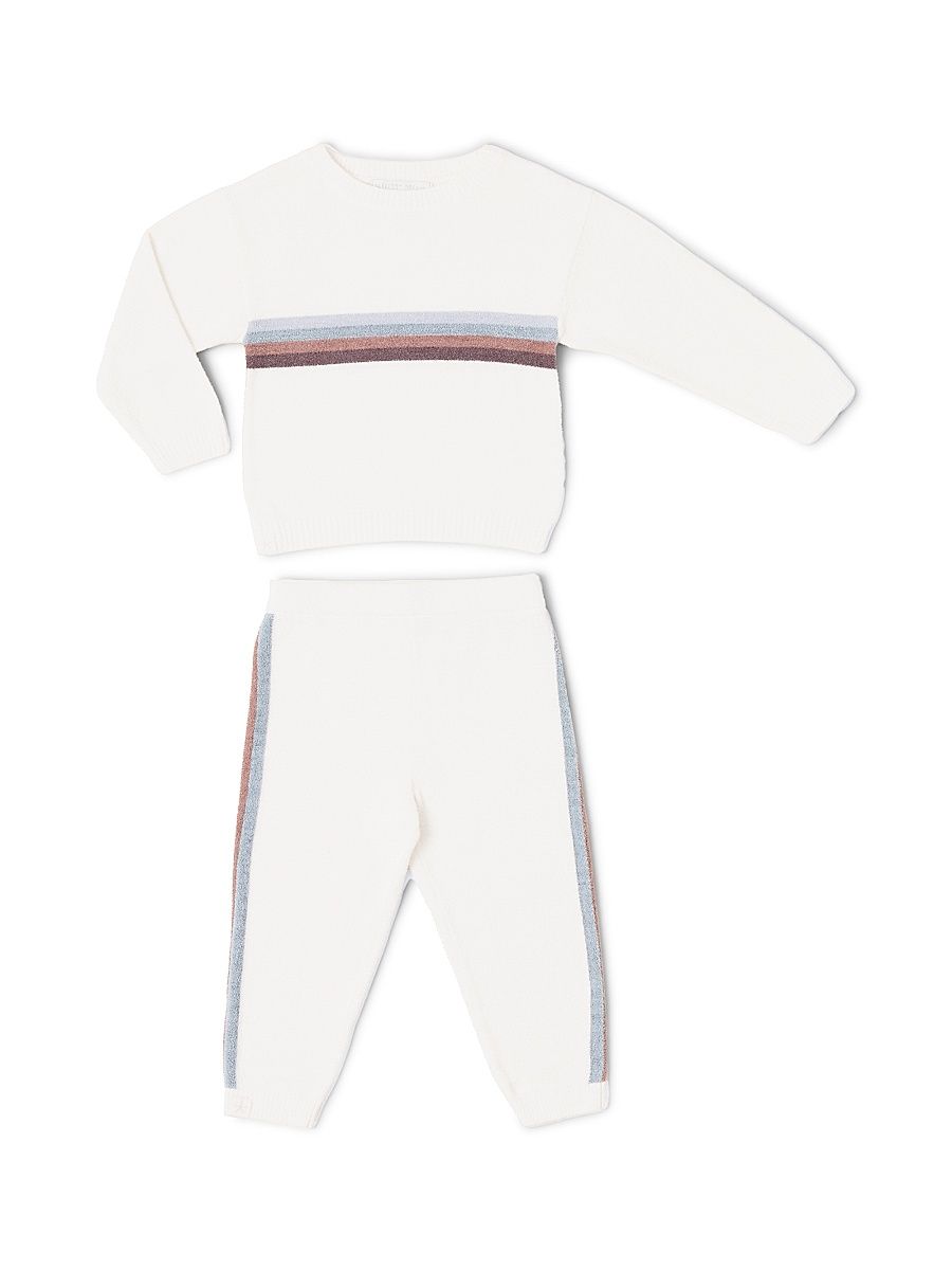 Baby's Cozychic Ultra Lite Striped Sweater & Joggers Set - Cream Multi - Size 3 Months