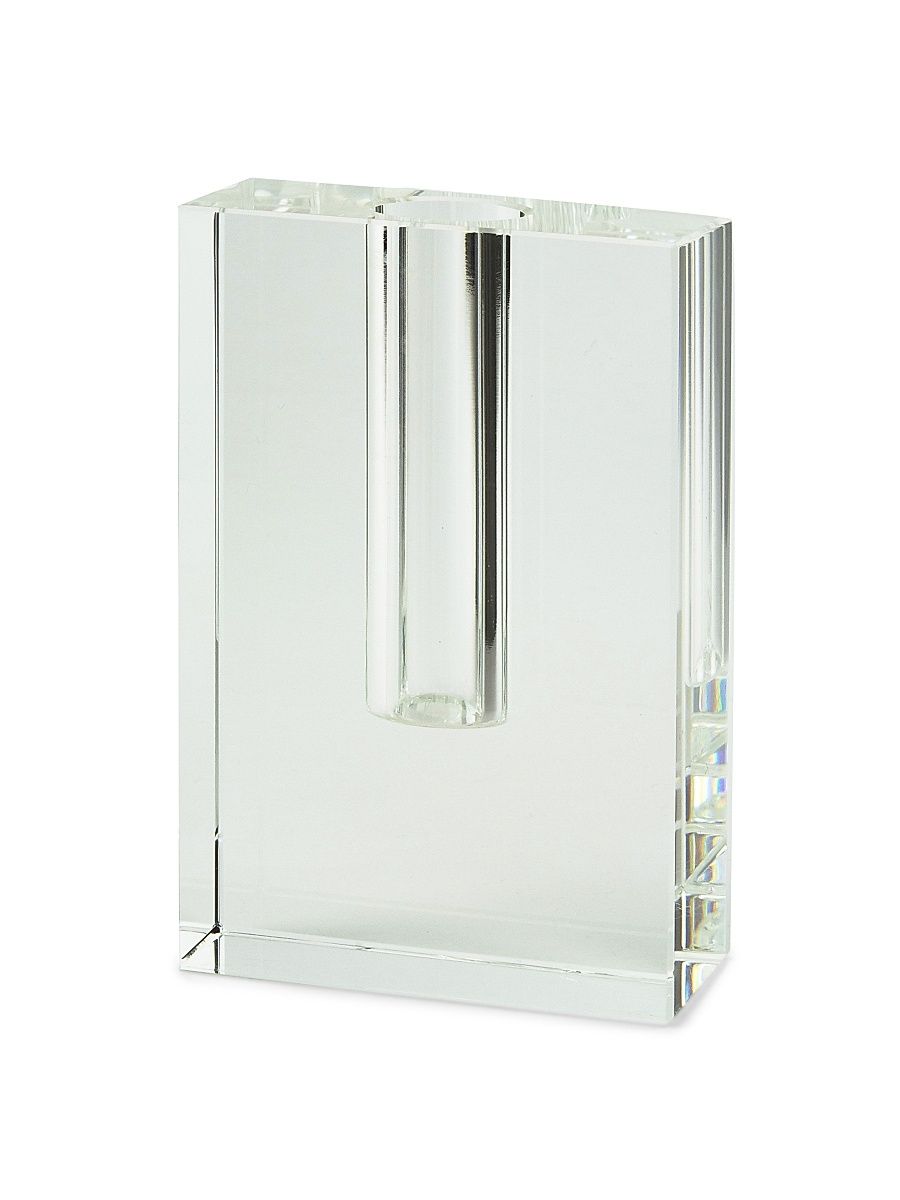 Clear Crystal Flat Rectangular Bud Vase - Clear - Size Short