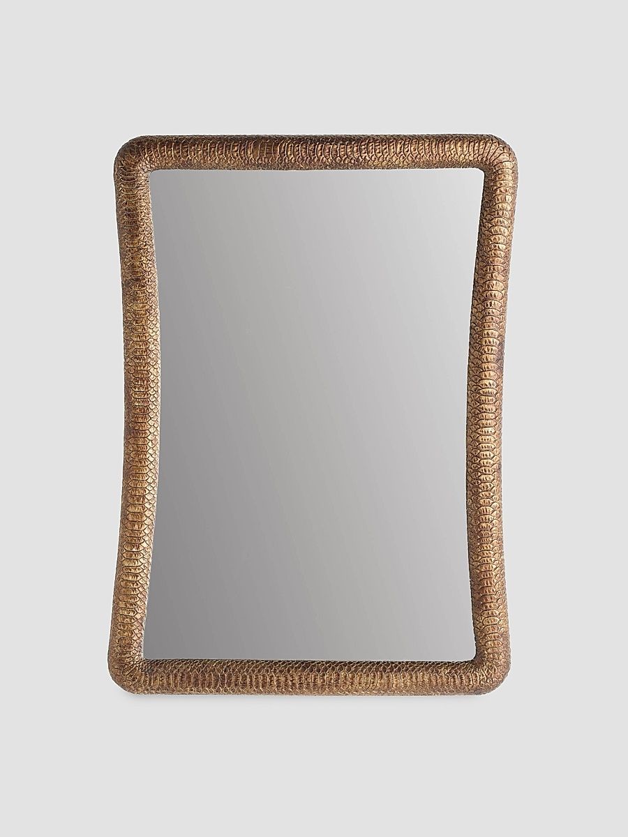 Malakai Textured Resin Rectangular Mirror - Gold