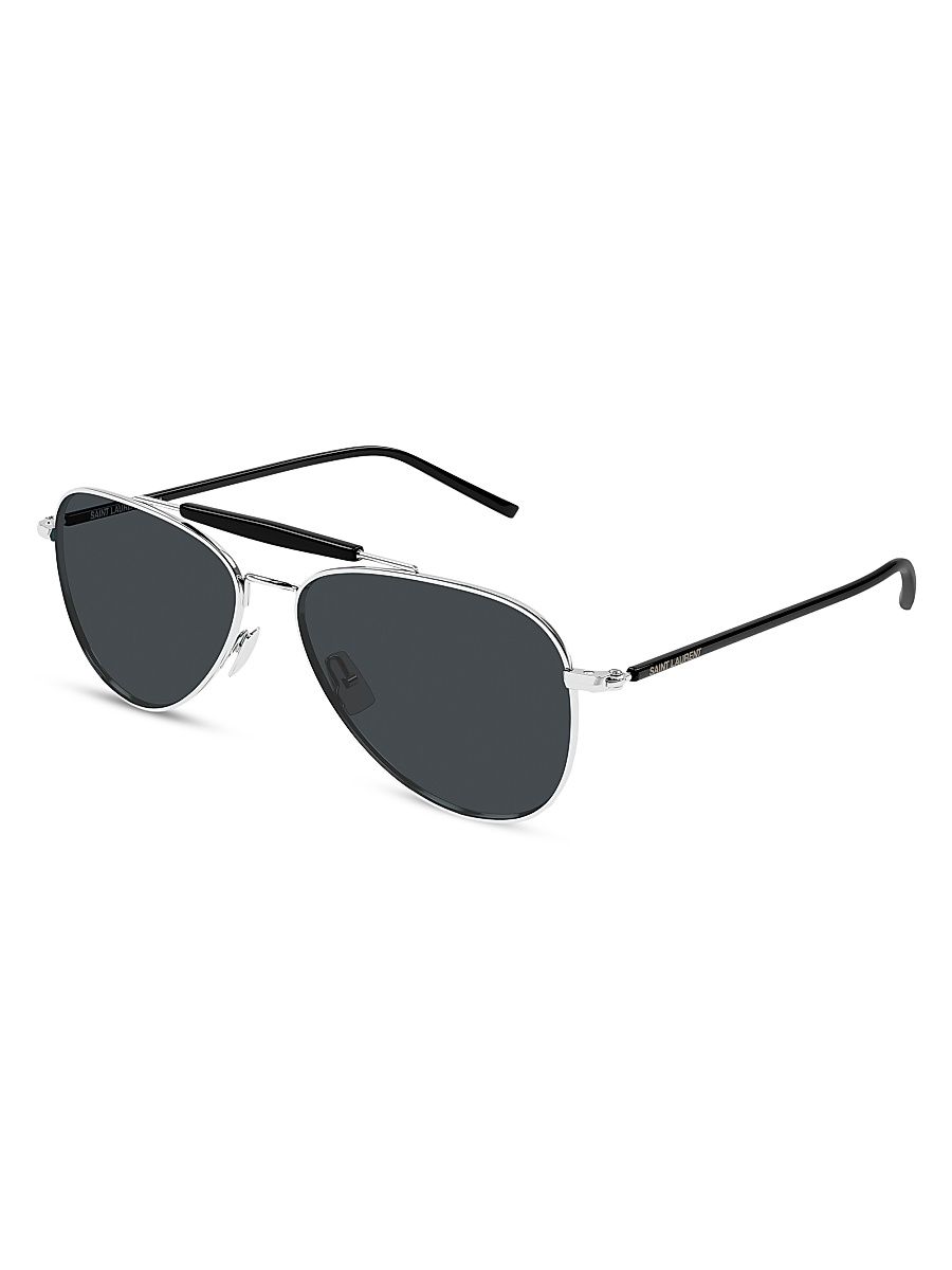 Men's Pilot 57MM Metal Sunglasses - Silver Black