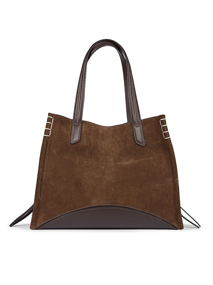 Women's Loafer Suede Tote Bag - Brown