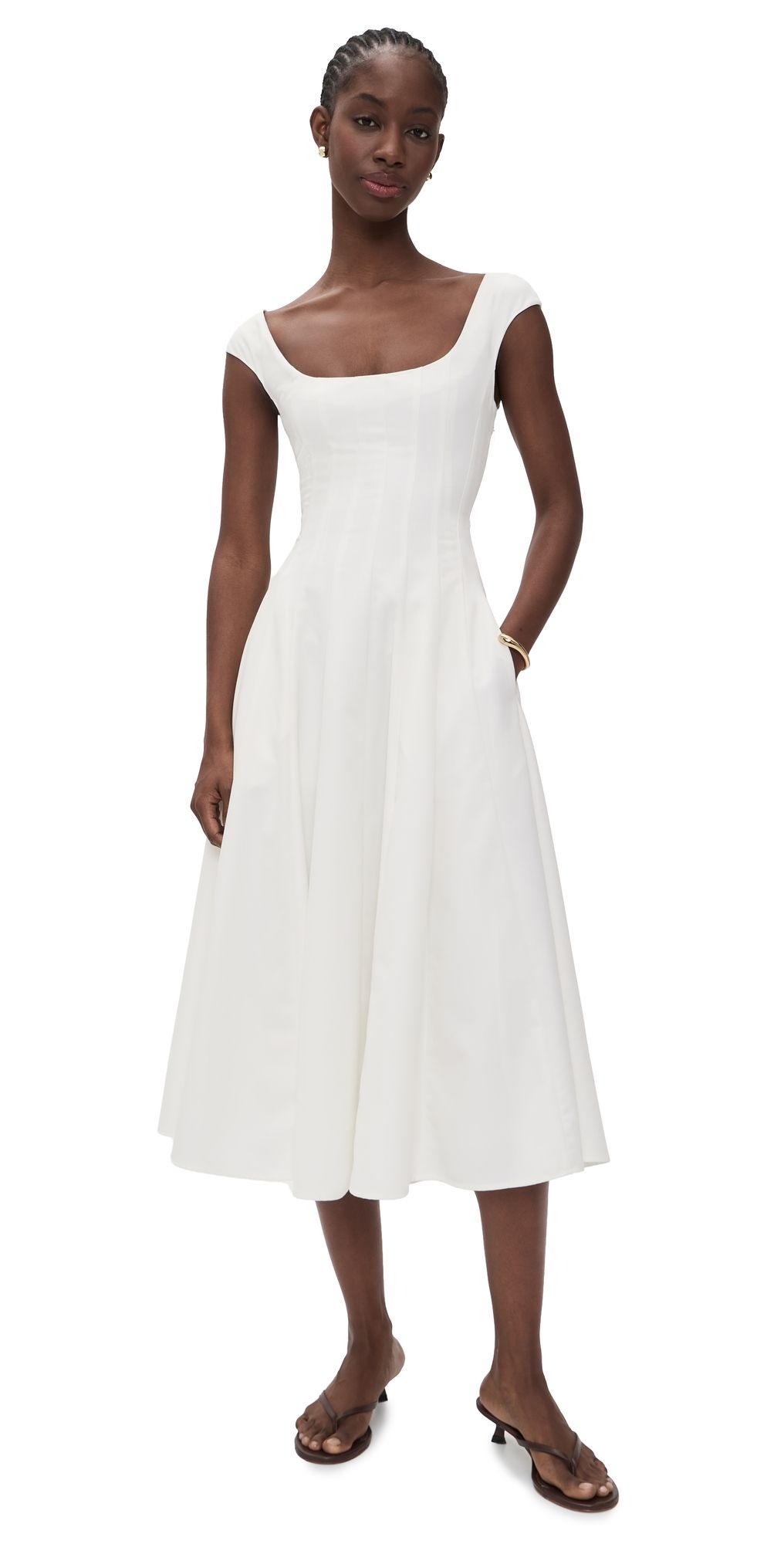 GUIZIO Leila Twill Dress Ivory XL