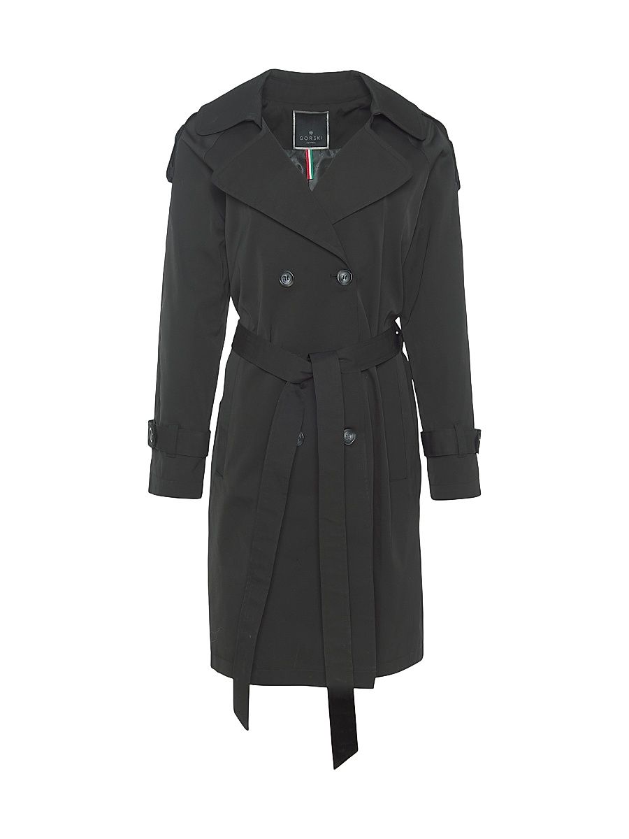Women's Lightweight Belted Trench Coat - Black - Size XL