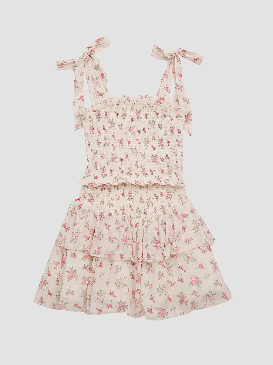 Girl's Smocked Fit-And-Flare Dress - Vintage Bunches - Size 14