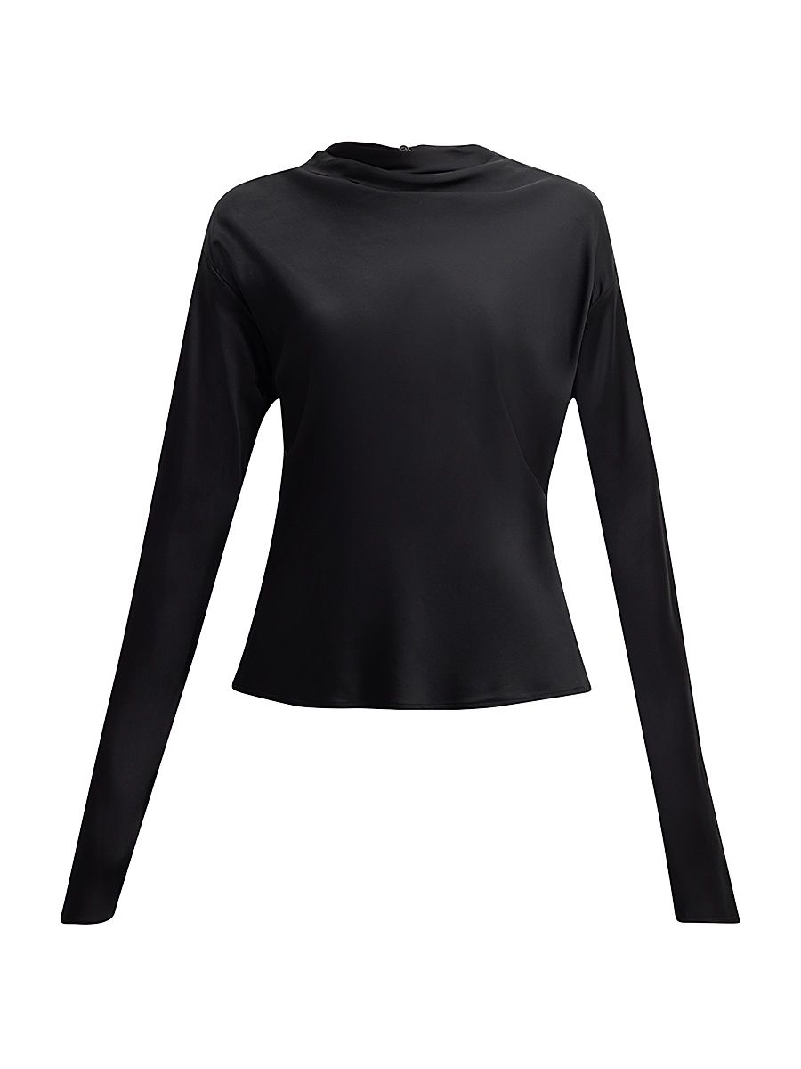 Women's Georgia Cowl-Neck Cutout Top - Black - Size 10