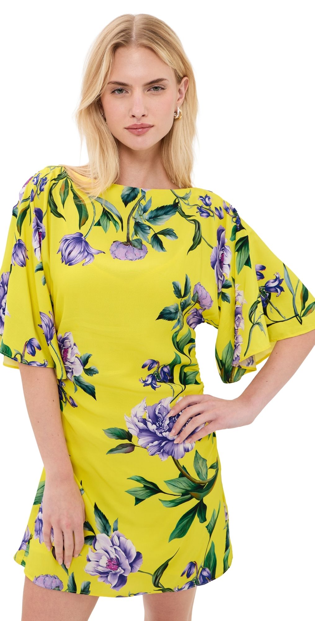 Hemant and Nandita Boat Neck Short Dress Yellow XXL