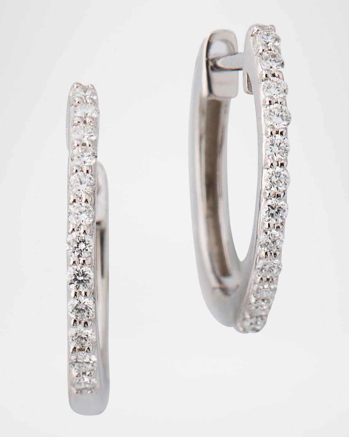 Pave Diamond Huggie Earrings, 12mm