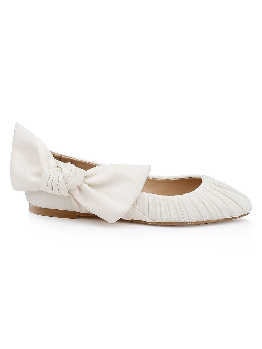 Women's Valyn Satin Ballet Flats - Ivory Fabric - Size 11