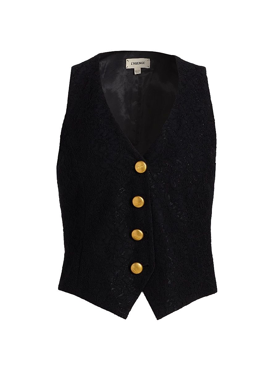 Women's Kino Bonded Lace Vest - Black - Size Large