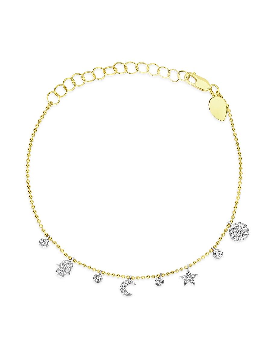 Women's Two-Tone 14K Gold & Diamond 0.93 TCW Diamond Charm Bracelet - Gold