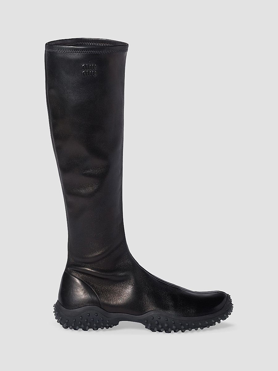 Women's Stretch Nappa Leather Boots - Black - Size 5