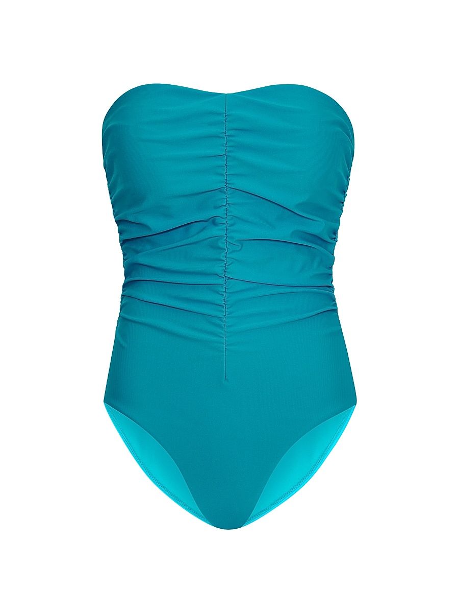 Women's Ruched One-Piece Swimsuit - Sea Foam Green - Size Large