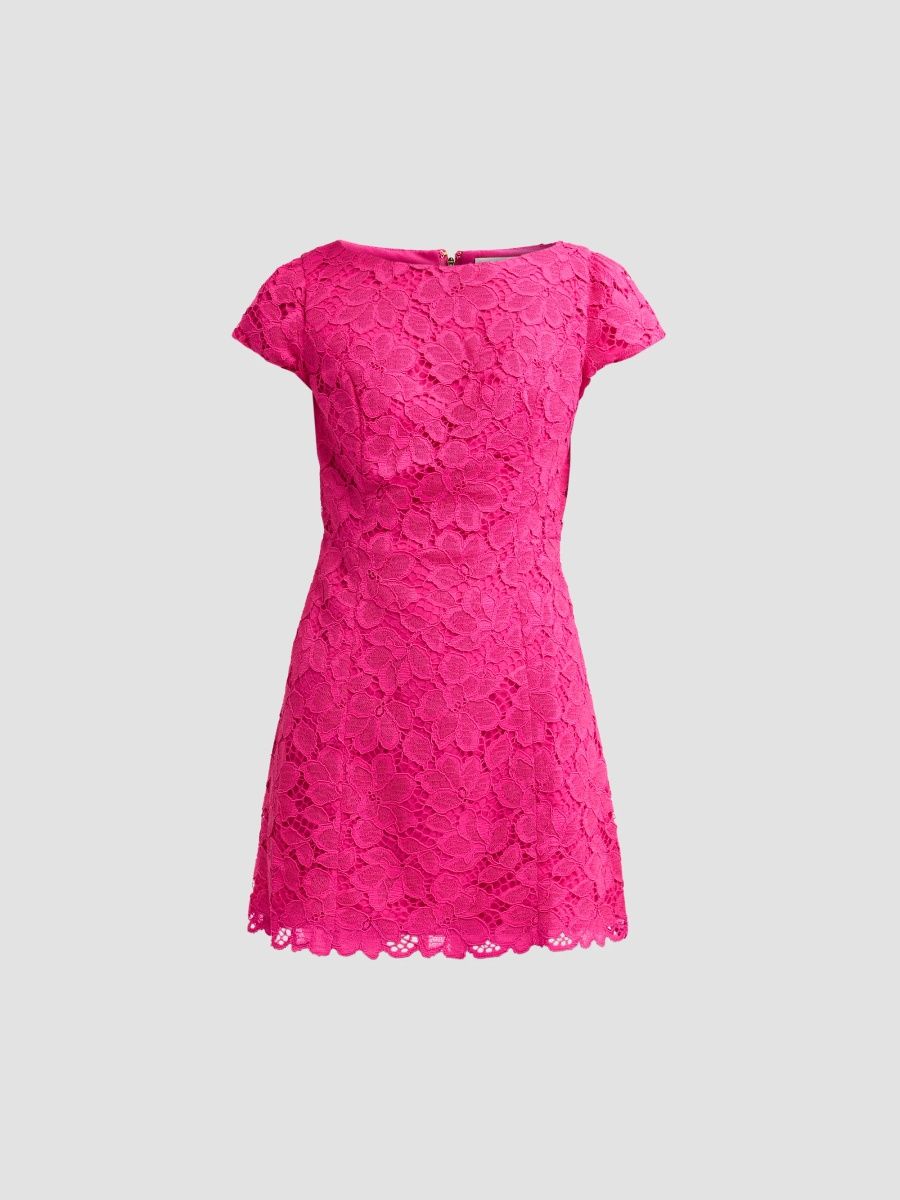 Lilly Pulitzer Women's Jules Short-Sleeve Lace Romper - Berry Bouquet Petal - Size 16