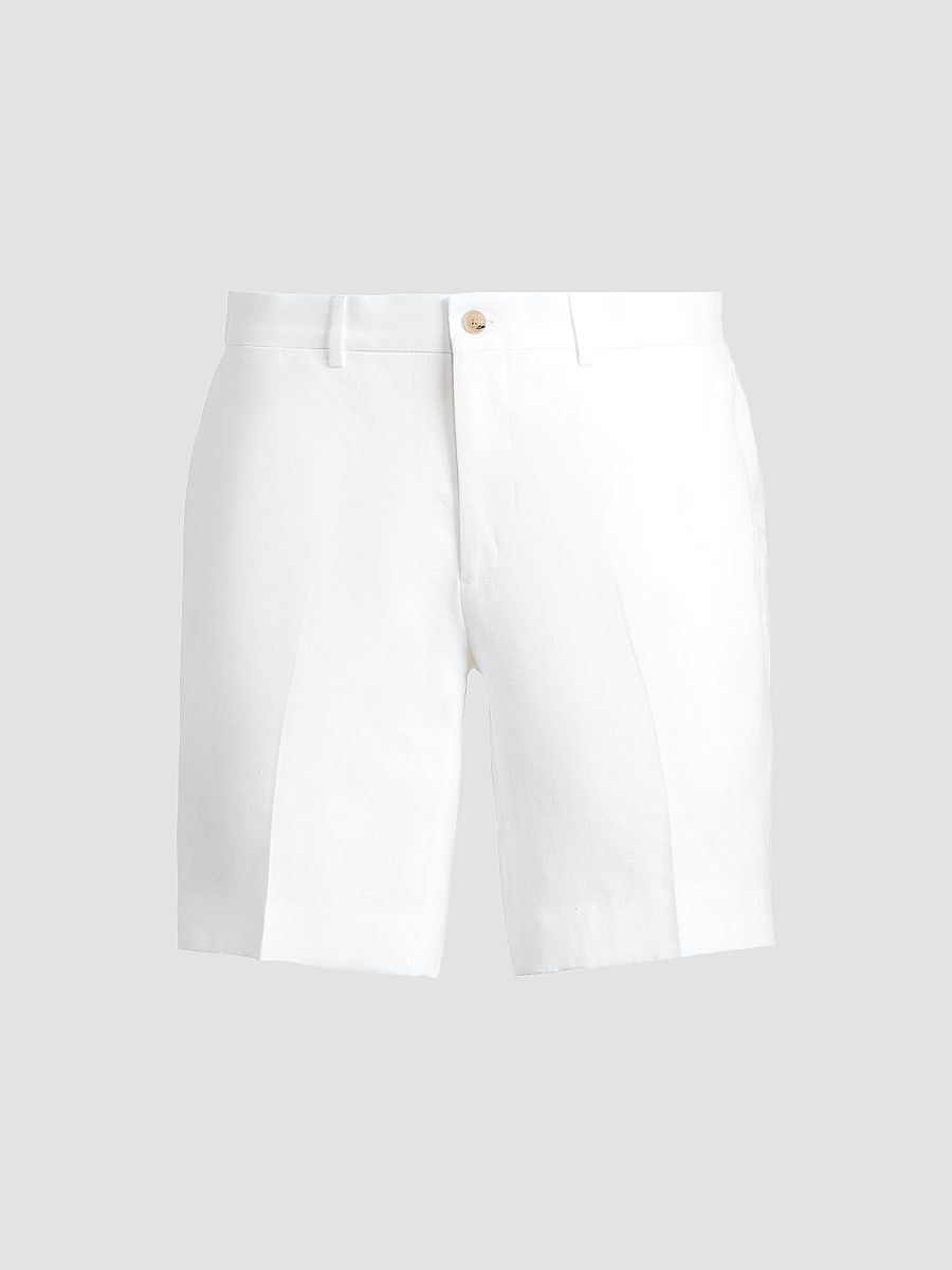 Ralph Lauren Purple Label Men's Gregory Hand-Tailored Linen Shorts - Optic White - Size 42