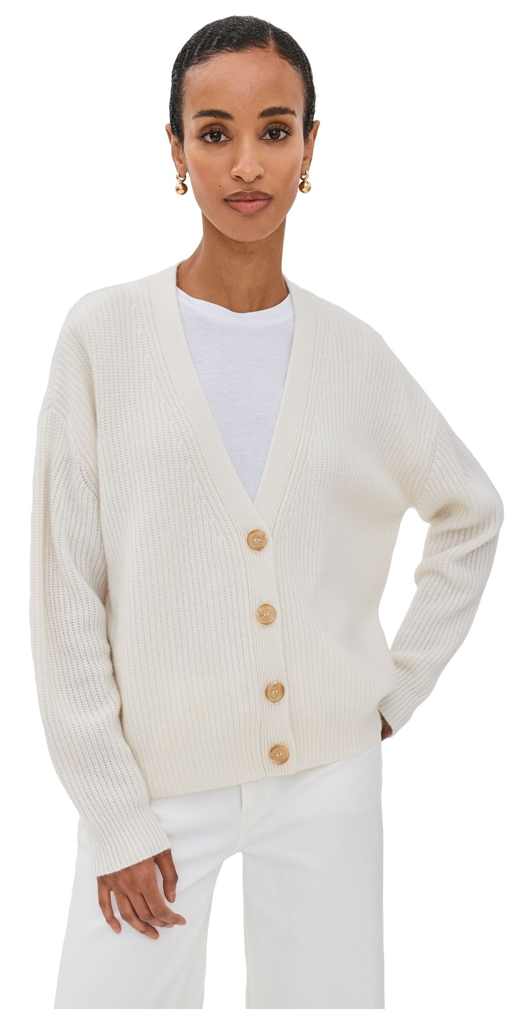 Jenni Kayne Cropped Cashmere Cocoon Cardigan Ivory XXL