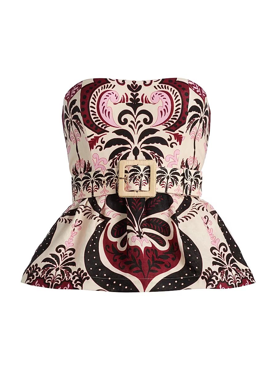 Women's Tilda Strapless Peplum Top - Palm Pavillion Ivory - Size 10