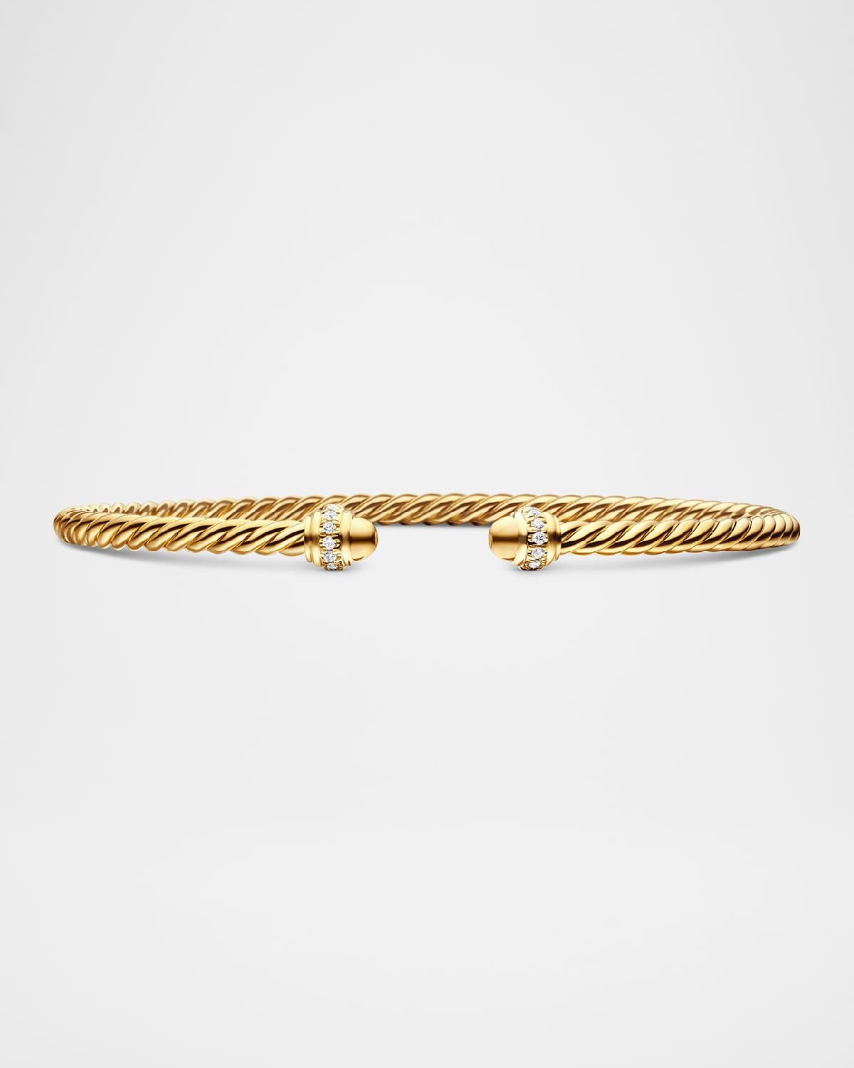 Cablespira Bracelet with Diamonds in 18K Gold, 3mm