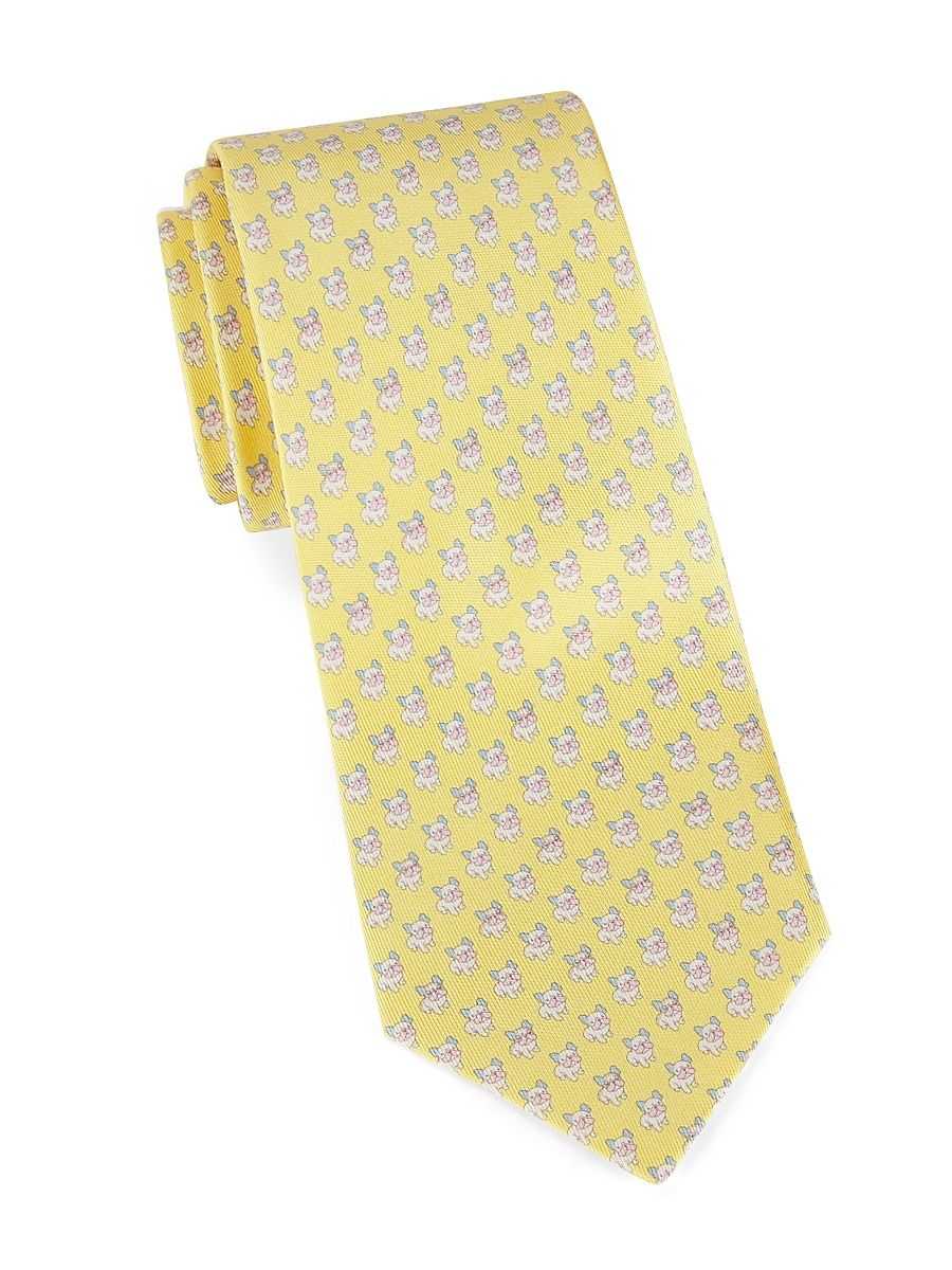 Men's 4 Zeus French Bulldog Silk Tie - Giallo