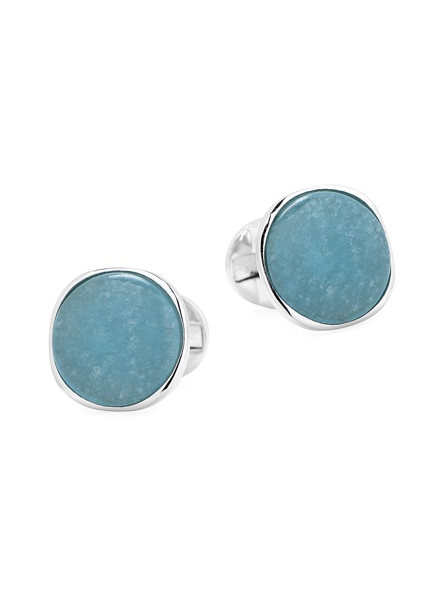 Men's Ox & Bull Trading Co. Sterling Silver & Aquamarine Jade Cufflinks - Blue