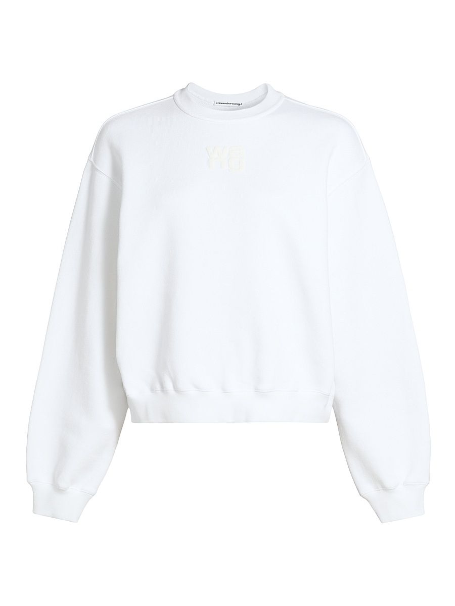 Women's Essential Terry Puff Logo Sweatshirt - White - Size XL