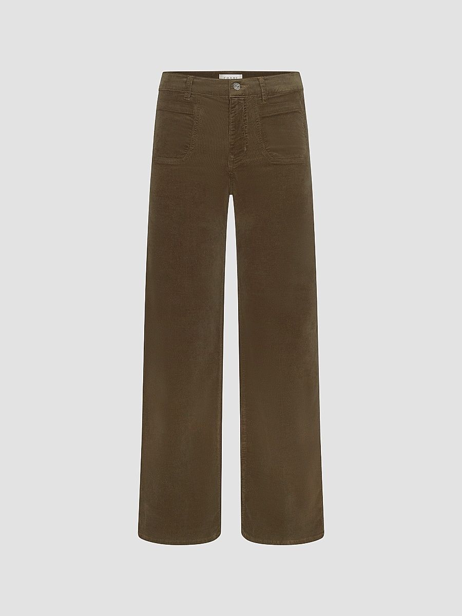Women's Le Slim Palazzo Modernist Pocket Corduroy Pants - Rich Military - Size 32