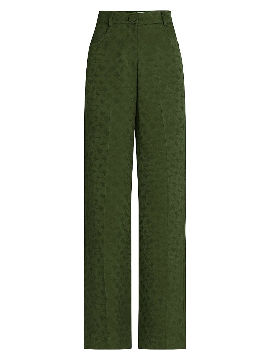 Women's Emine Jacqaurd Straight Pants - Hunter Green - Size Large