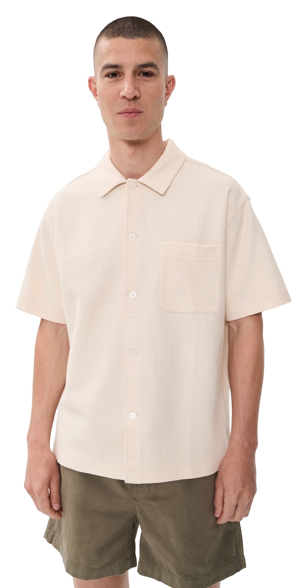 FRAME Jacquard Button Down Shirt Cream XL
