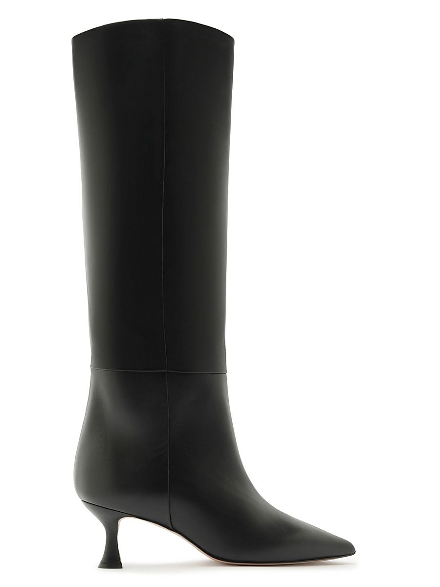 Women's Brena 60MM Leather Knee-High Boots - Black - Size 11.5