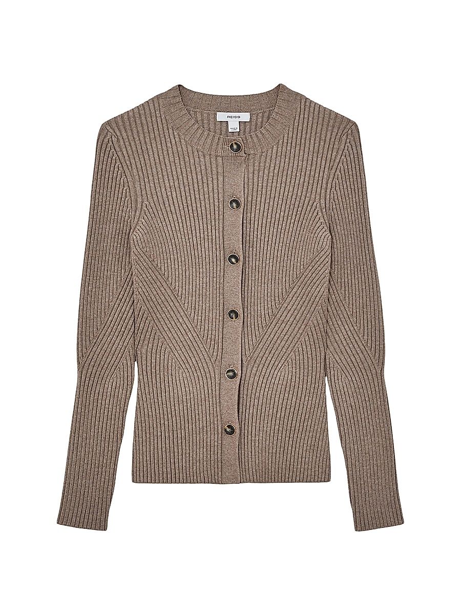 Women's Tula Rib-Knit Cardigan - Stone - Size Large