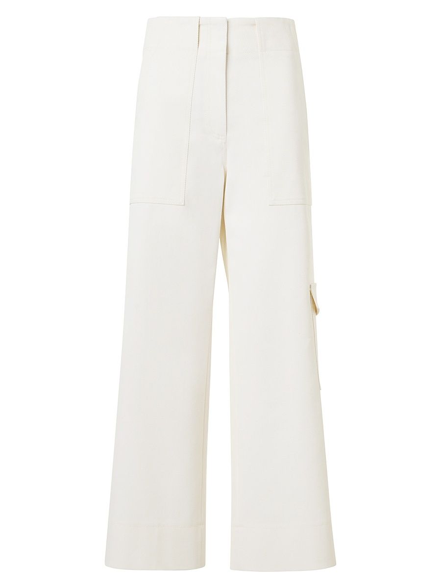 Women's Cliff Cotton Gabardine Cargo Pants - Cream - Size 16