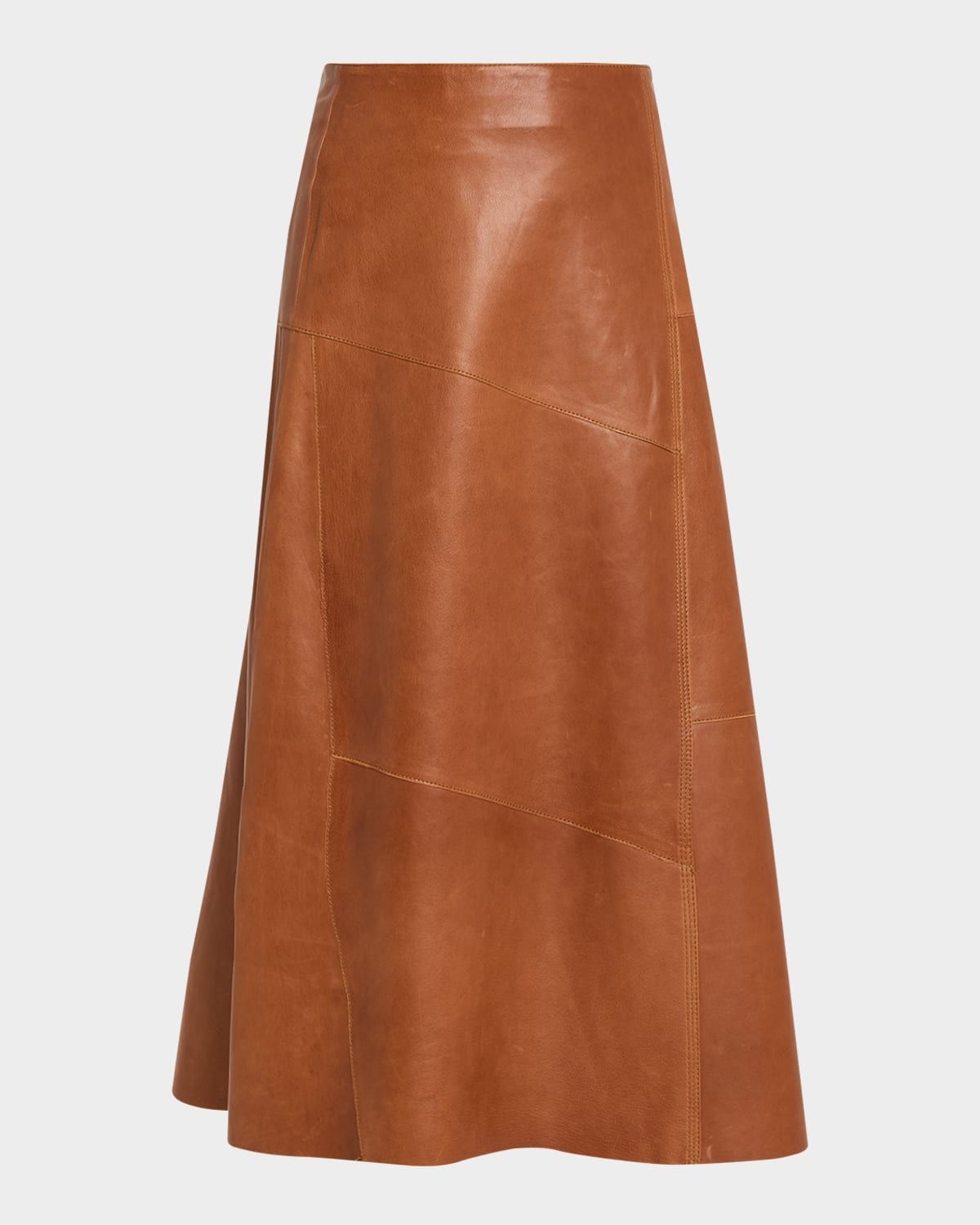 Vayenne A-Line Leather Midi Skirt