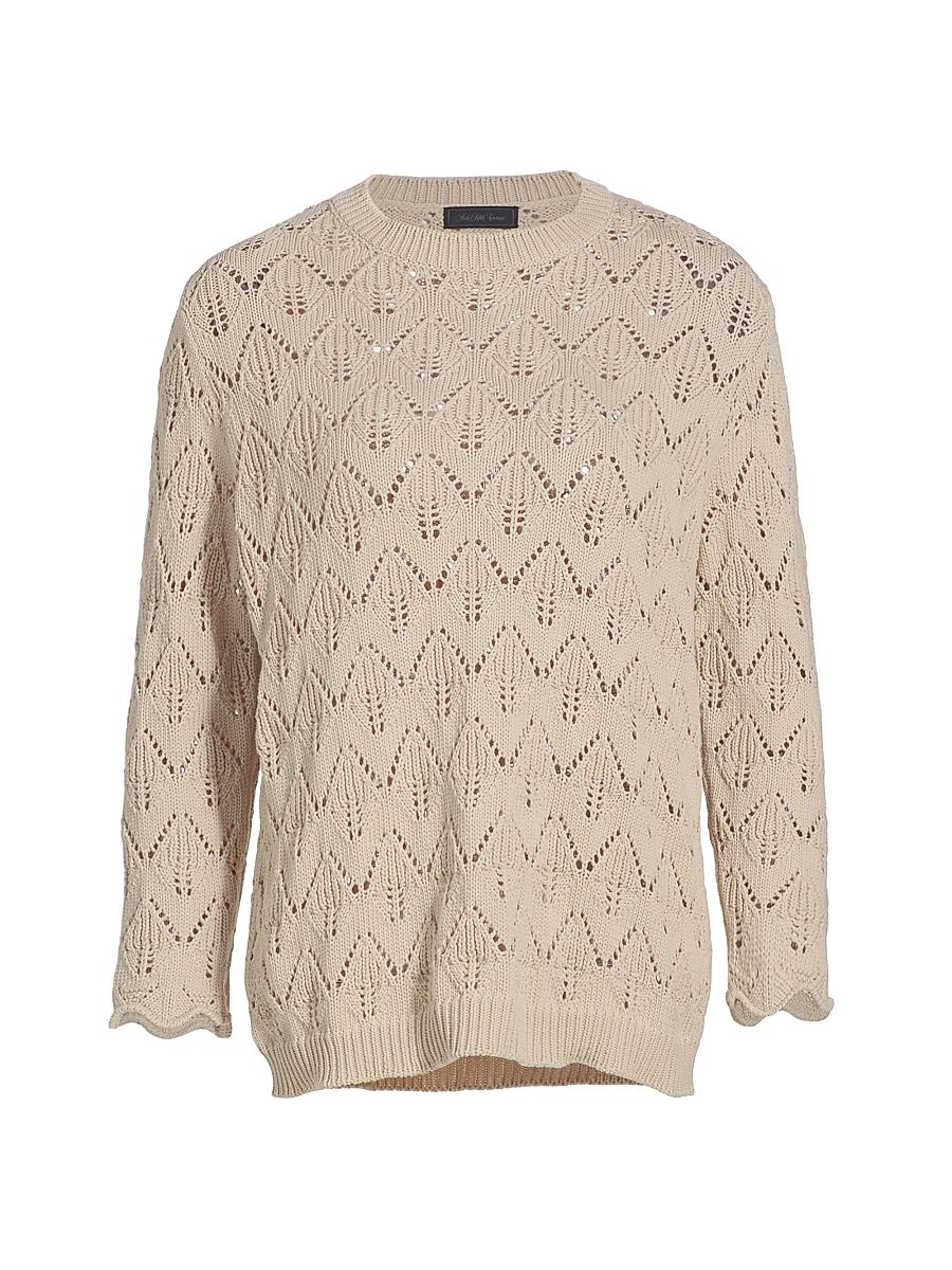 Women's COLLECTION Open-Stitch Sweater - Sesame - Size Small