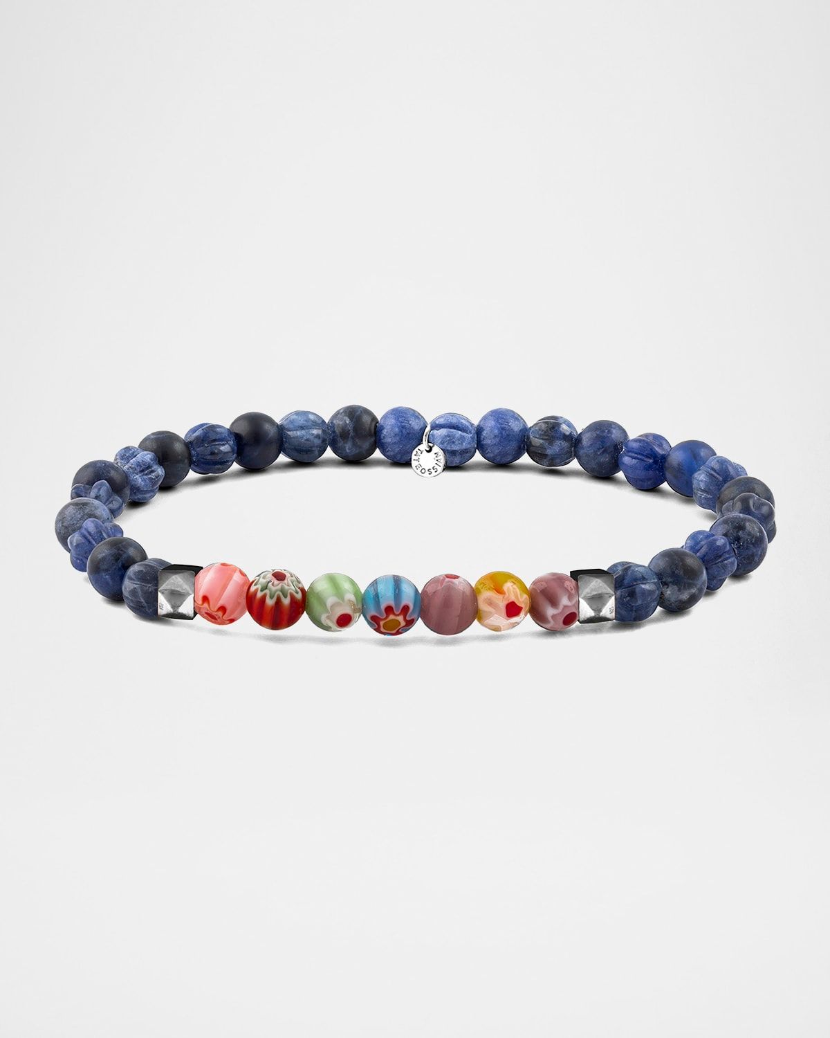 Men & apos;s Sodalite & Millefiori Bead Bracelet, Size S-XXL