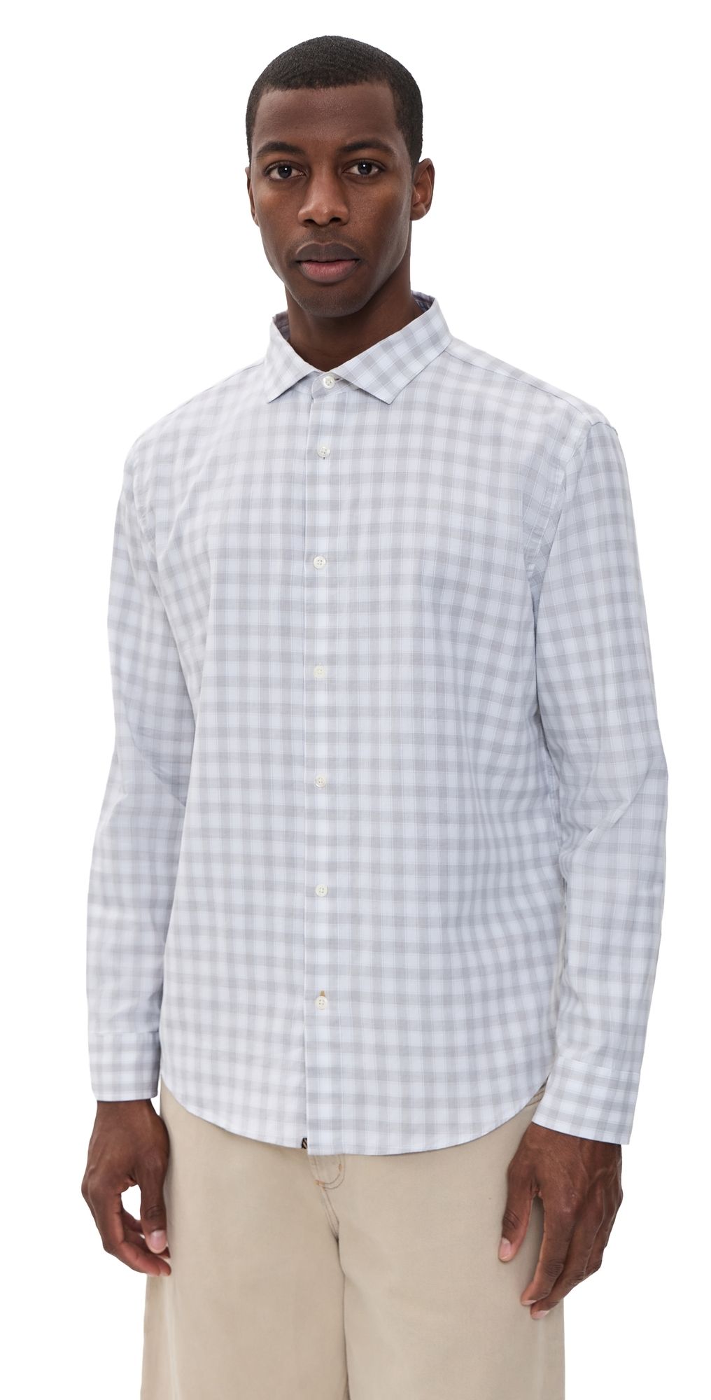 Billy Reid Check Hutcheson Sport Shirt Grey/White L