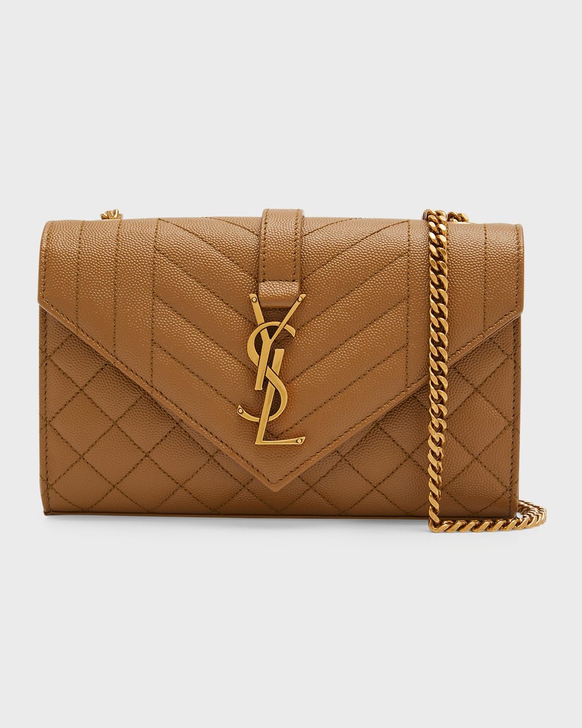 Envelope Triquilt Small YSL Shoulder Bag in Grained Leather