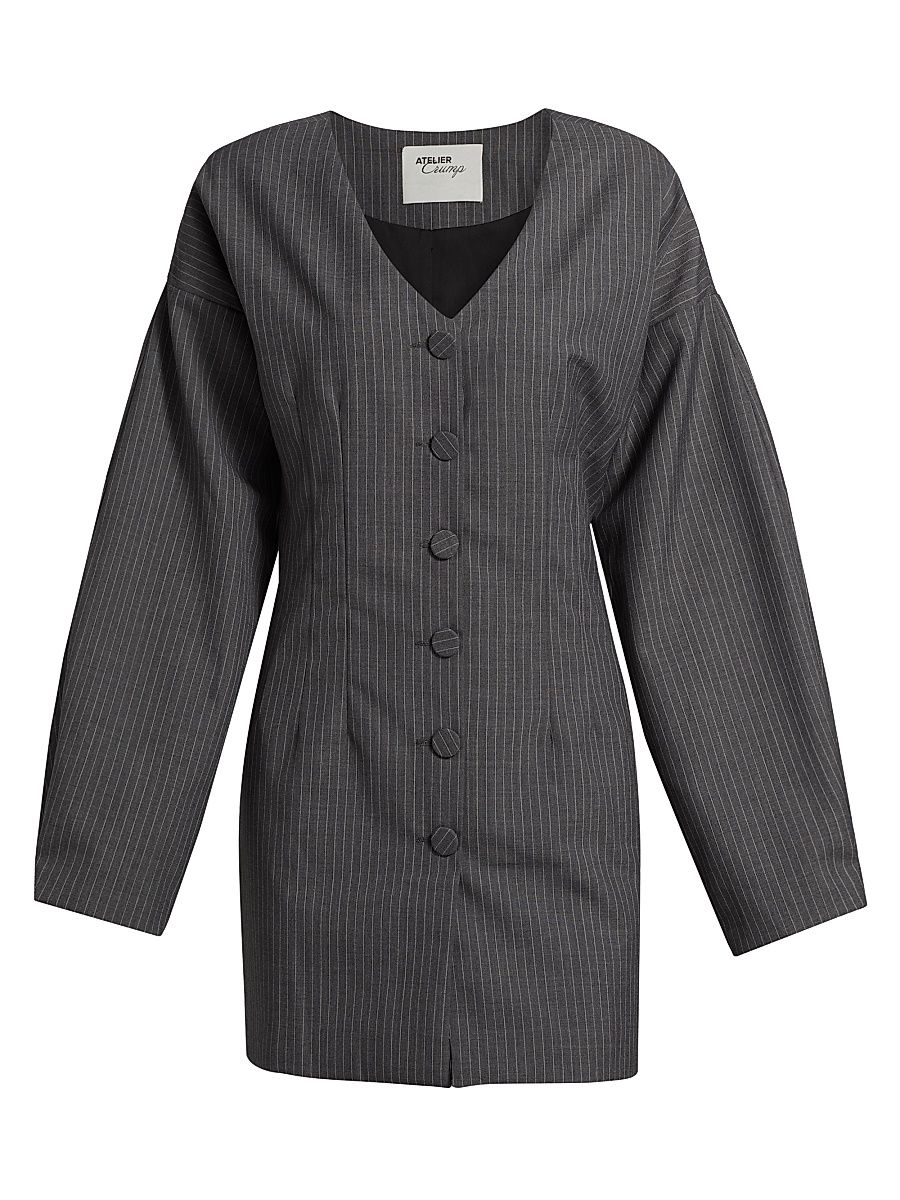 Women's Copacabana Blues Olivia Dress - Pinstripe Grey - Size Large