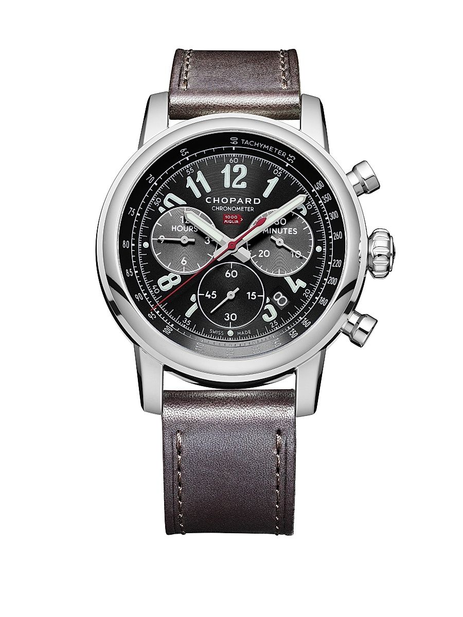 Mille Miglia 2016 Race Edition Stainless Steel & Leather-Strap Chronograph Watch - Grey