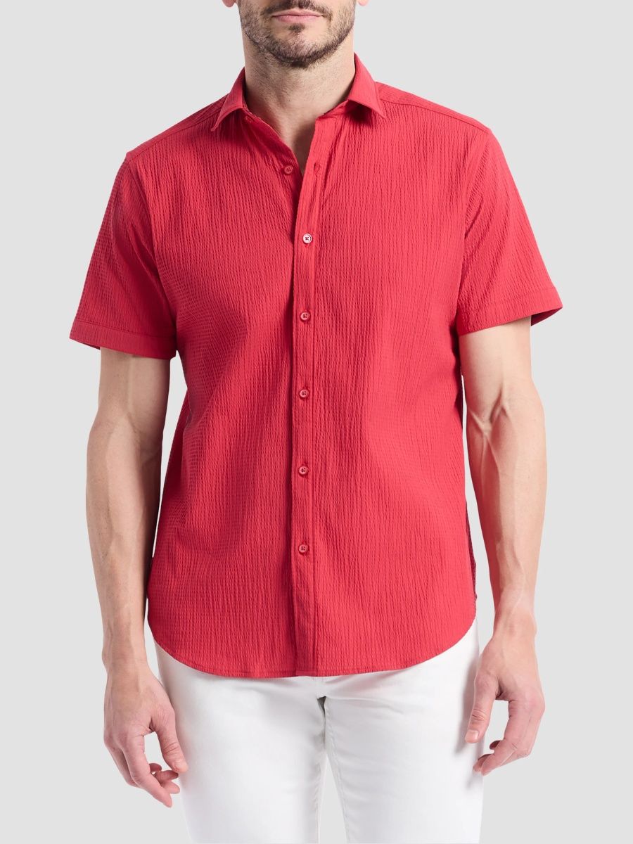 Robert Graham Men's Thresher Short-Sleeve Shirt - Red - Size Small