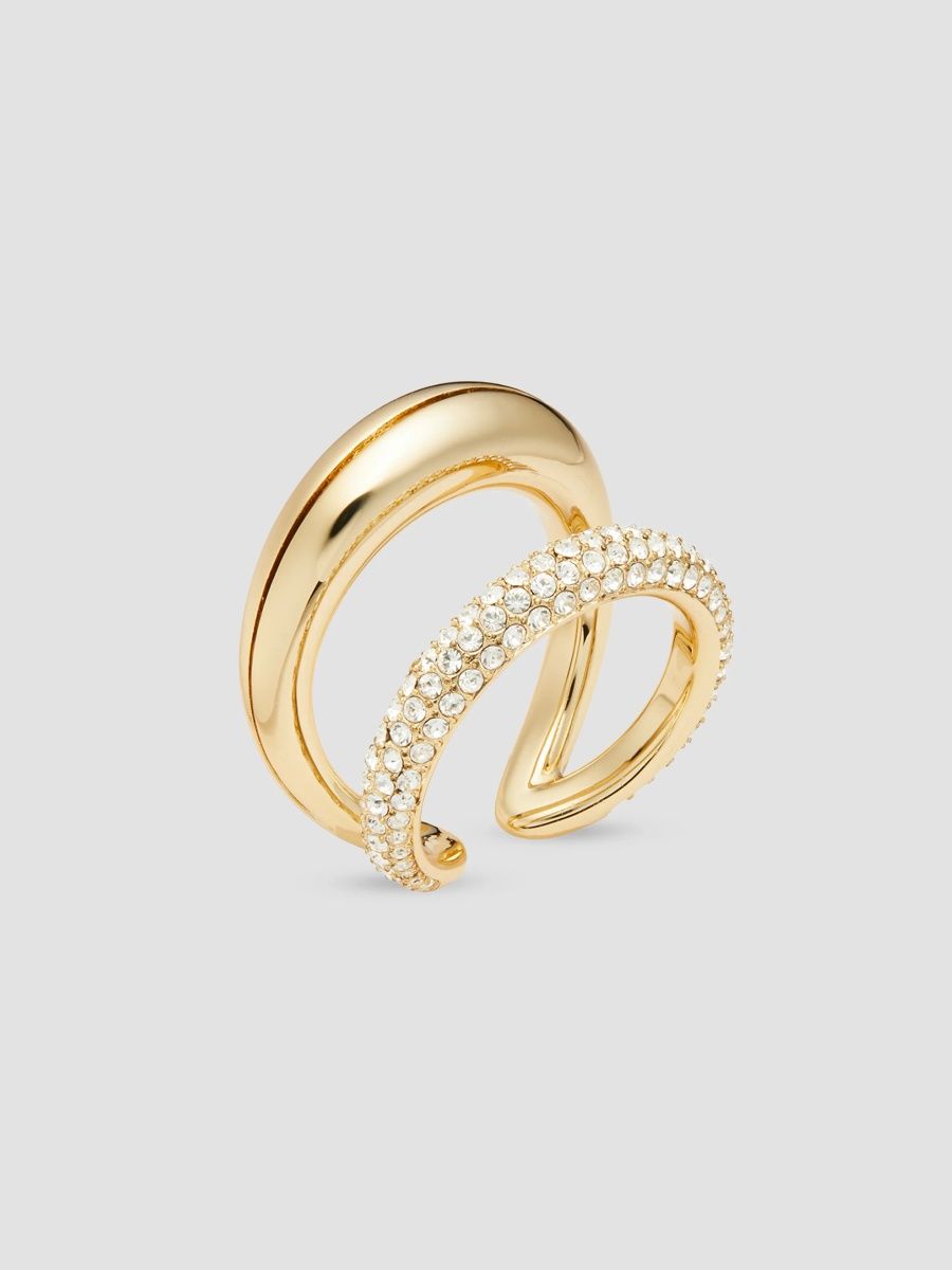 Tory Burch Women's 18K-Gold-Plated & Crystal Ring - Light Brass - Size 7